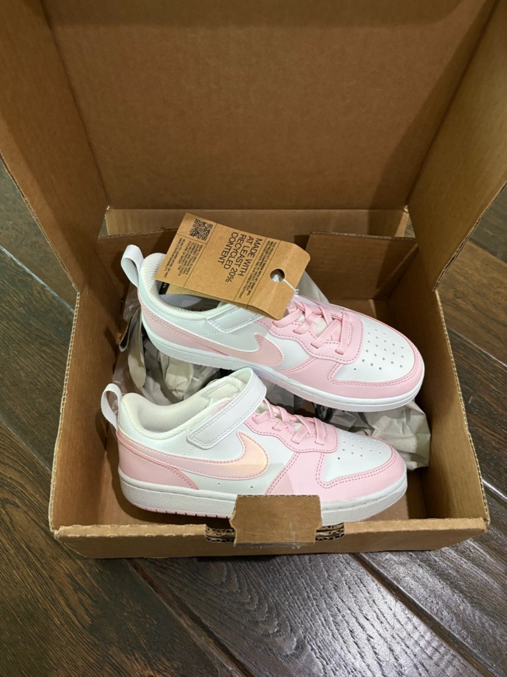 NWT Nike Court Borough Pink Foam White Sz 1Y Girls Low PE Run Sneakers Fit 1.5Y - Picture 5 of 11
